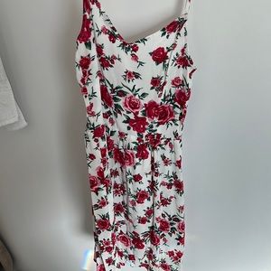 Divided size 0 white and floral mini dress